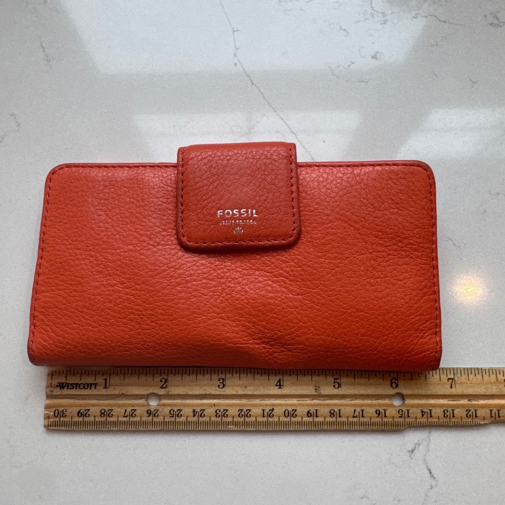 Orange fossil wallet